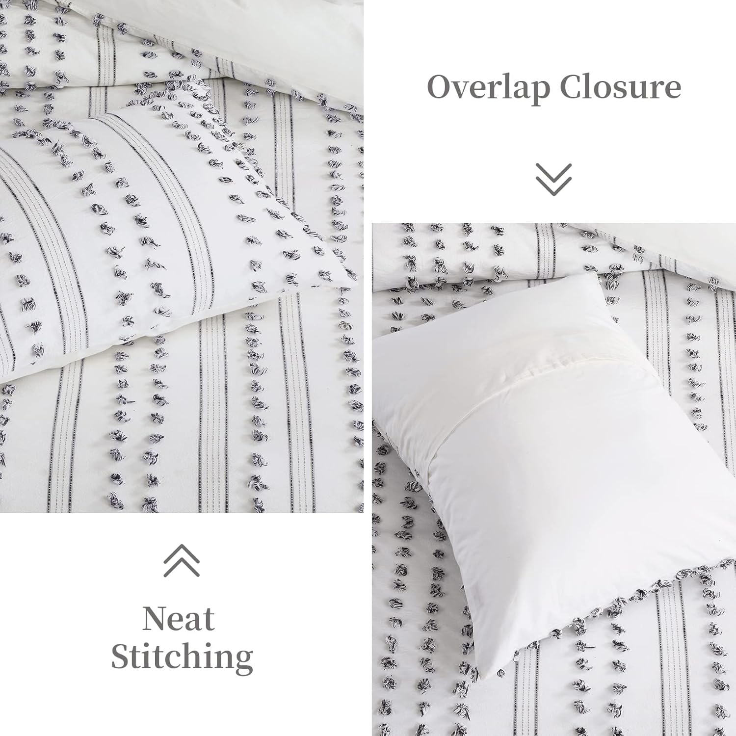 Tufted Dots Textured Duvet Cover - 3 Pcs. Yarn-Dyed Cotton Jacquard